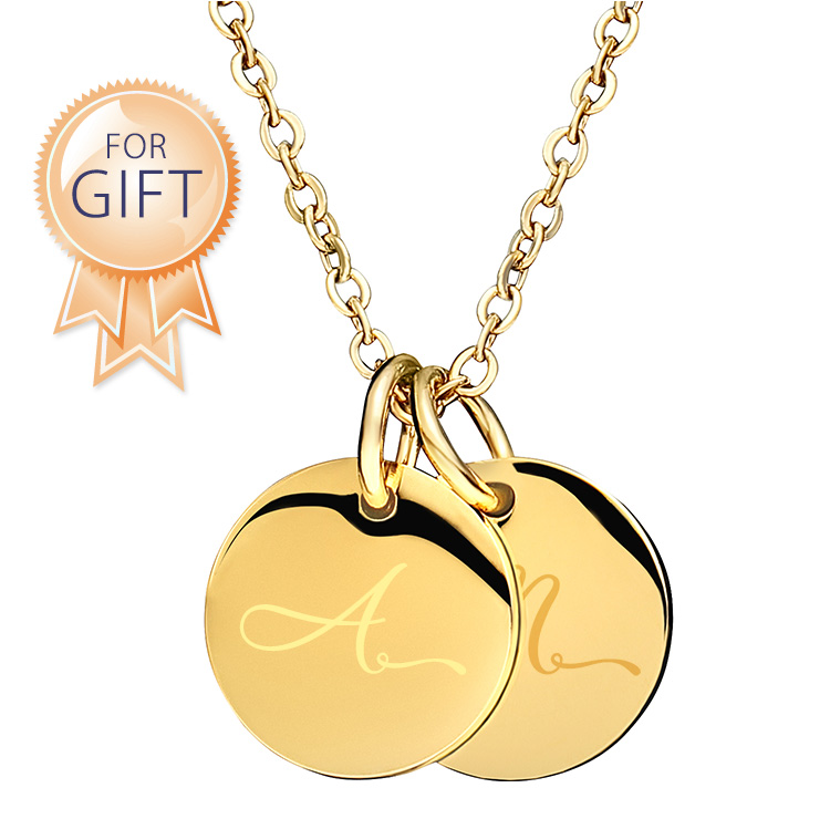 【金属アレルギー対応】ダブルイニシャルネックレス A