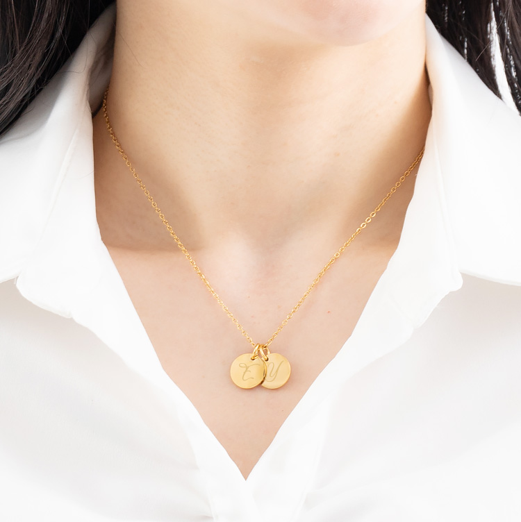 【金属アレルギー対応】ダブル イニシャル ネックレス E