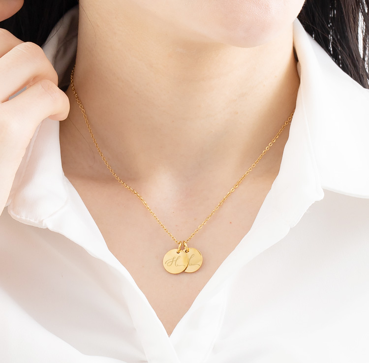 【金属アレルギー対応】ダブル イニシャル ネックレス H