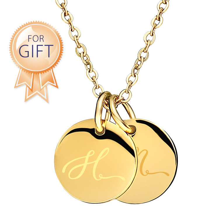 【金属アレルギー対応】ダブル イニシャル ネックレス H