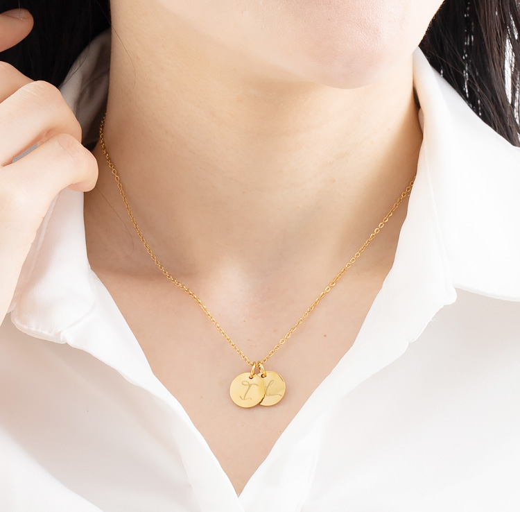 【金属アレルギー対応】ダブル イニシャル ネックレス I