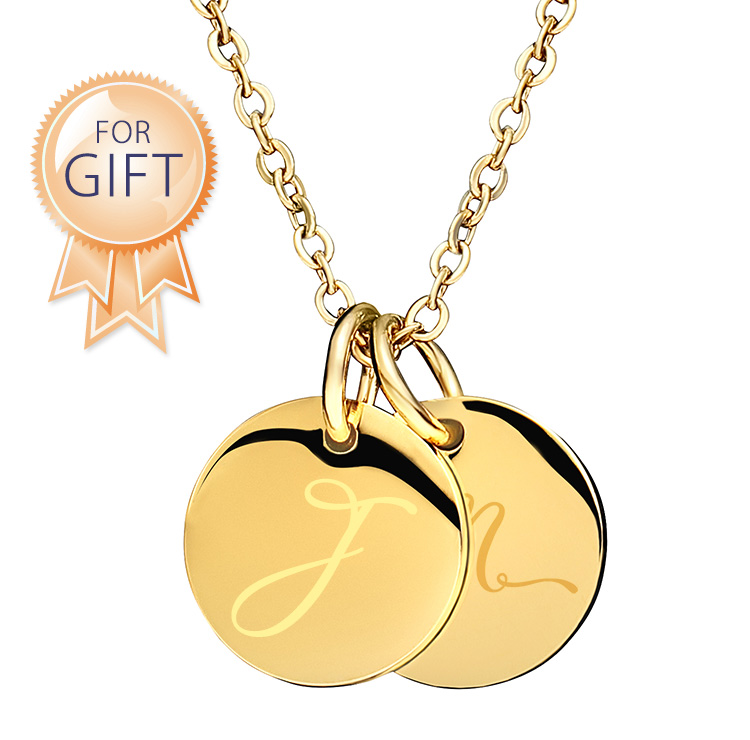 【金属アレルギー対応】ダブル イニシャル ネックレス J