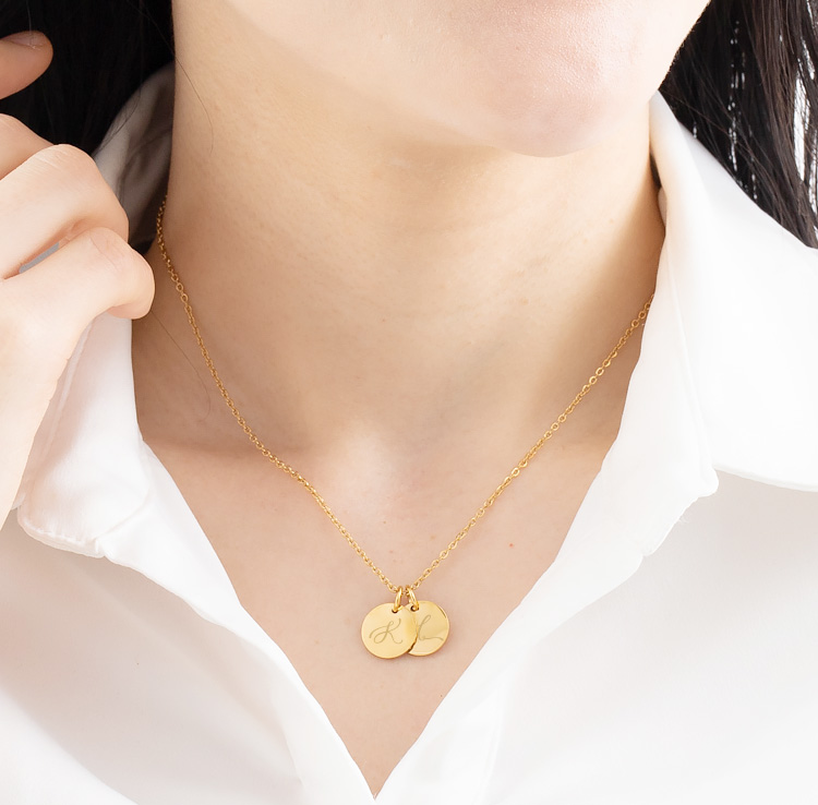 【金属アレルギー対応】ダブル イニシャル ネックレス K