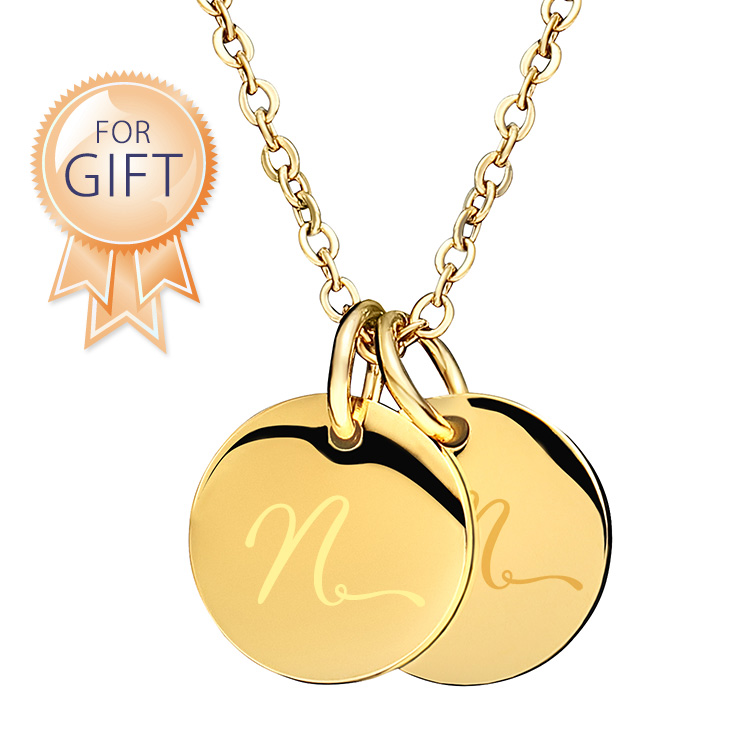 【金属アレルギー対応】ダブル イニシャル ネックレス N