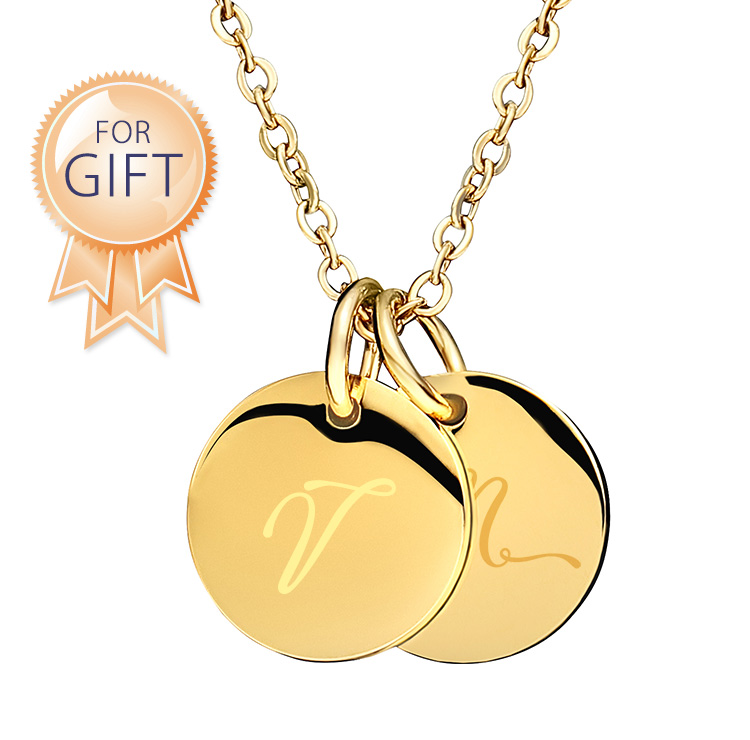 【金属アレルギー対応】ダブル イニシャル ネックレス V