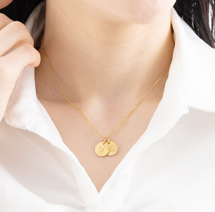 【金属アレルギー対応】ダブル イニシャル ネックレス Y
