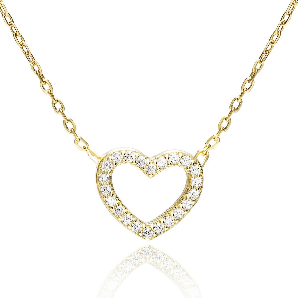 オープンハートYGパヴェネックレス