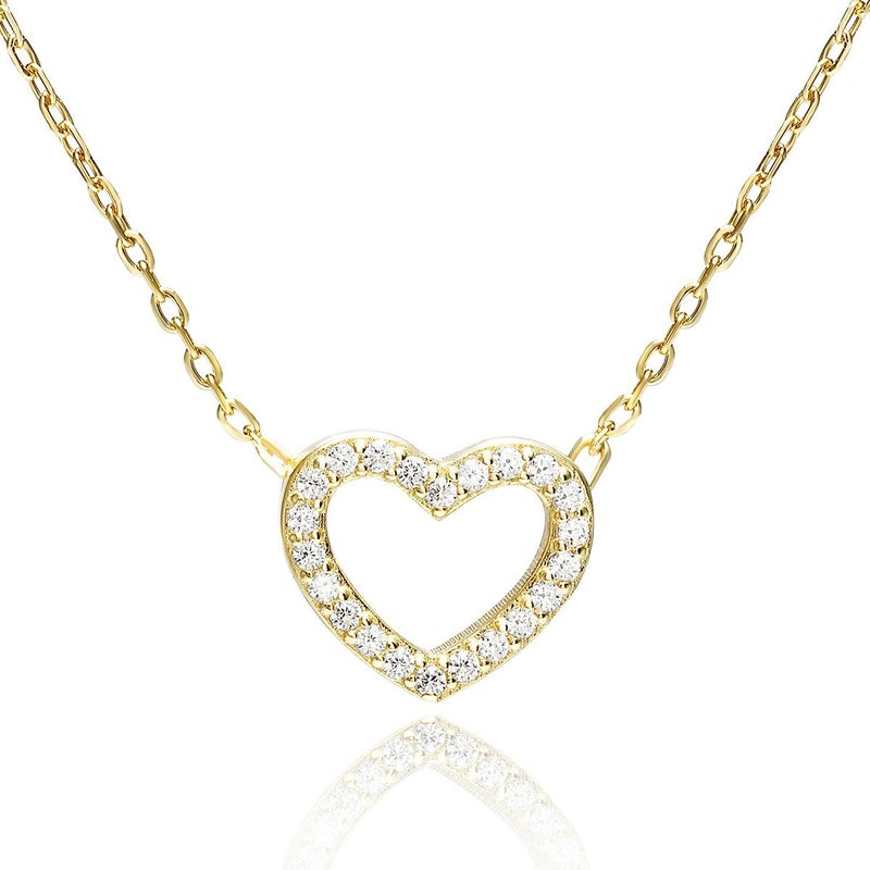 オープンハートYGパヴェネックレス