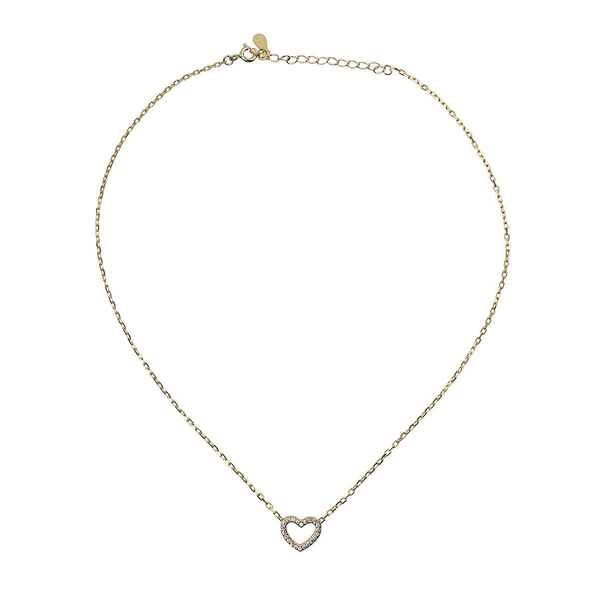 オープンハートYGパヴェネックレス