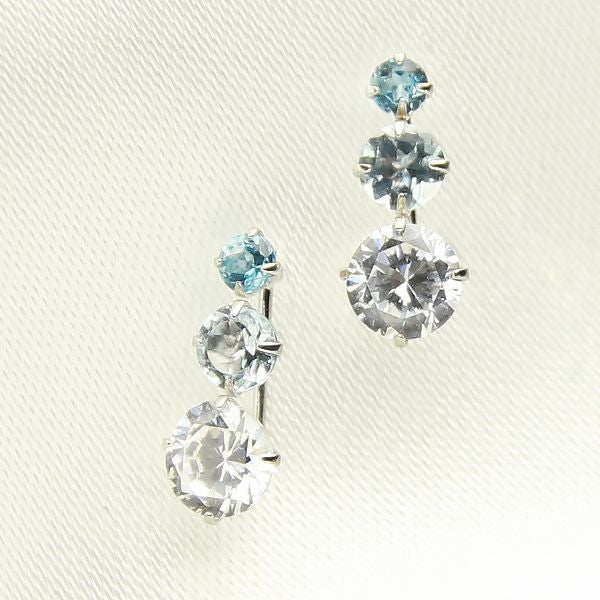 アクアマリン×ブルートパーズ★K14WG誕生石トリロジーピアス