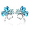 スワロフスキー★Happyクローバーピアス（アクア）