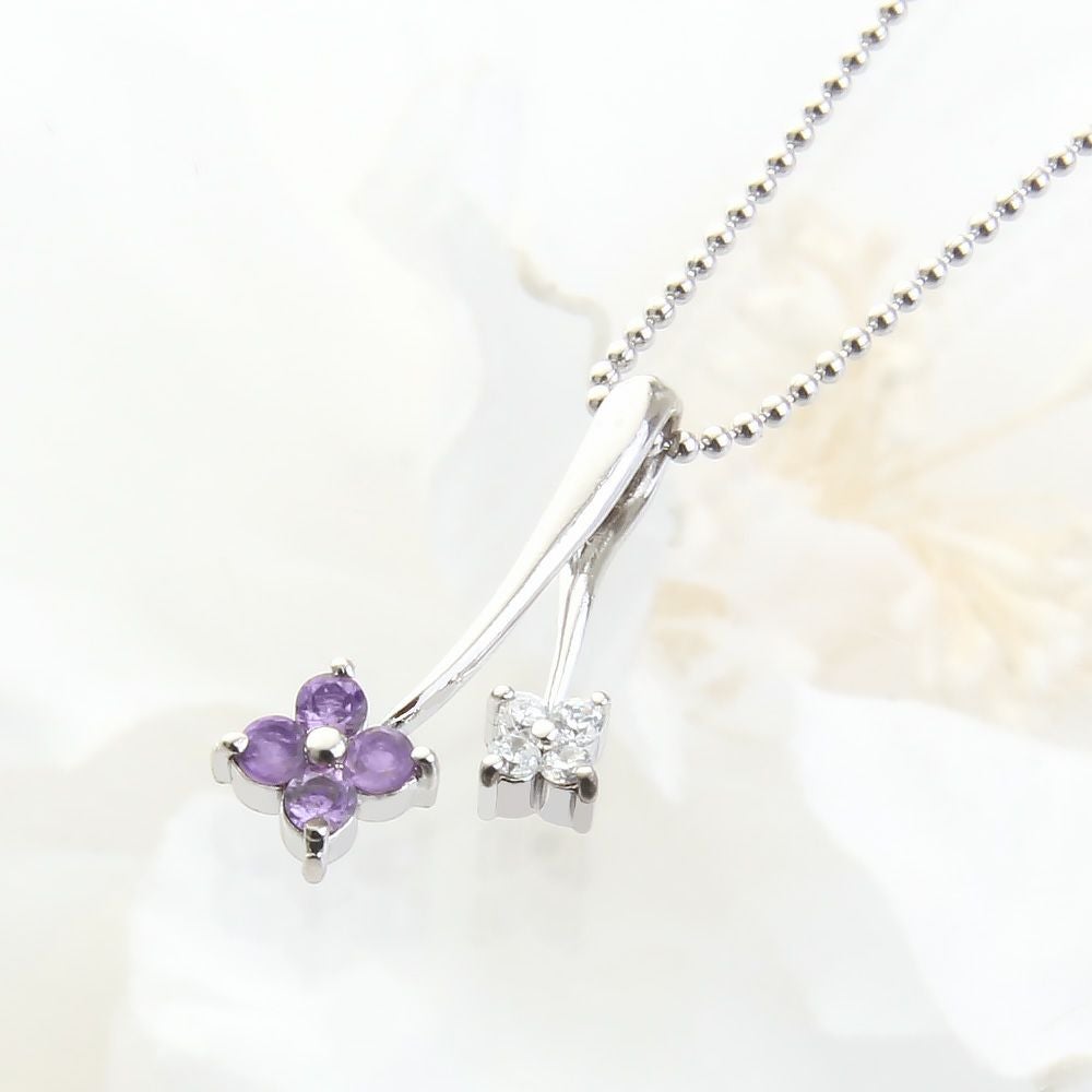 2月誕生石アメジスト★Wフラワーペンダント