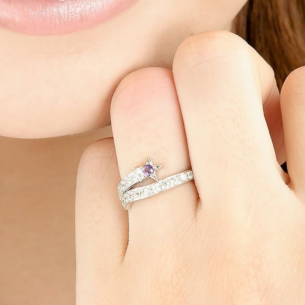2月誕生石アメジスト★スターデザインリング