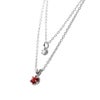 1月誕生石ガーネット×一粒ダイヤ★ダブルチェーンネックレス
