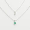 5月誕生石エメラルド×一粒ダイヤ★ダブルチェーンネックレス