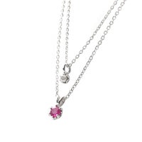7月誕生石ルビー×一粒ダイヤ★ダブルチェーンネックレス