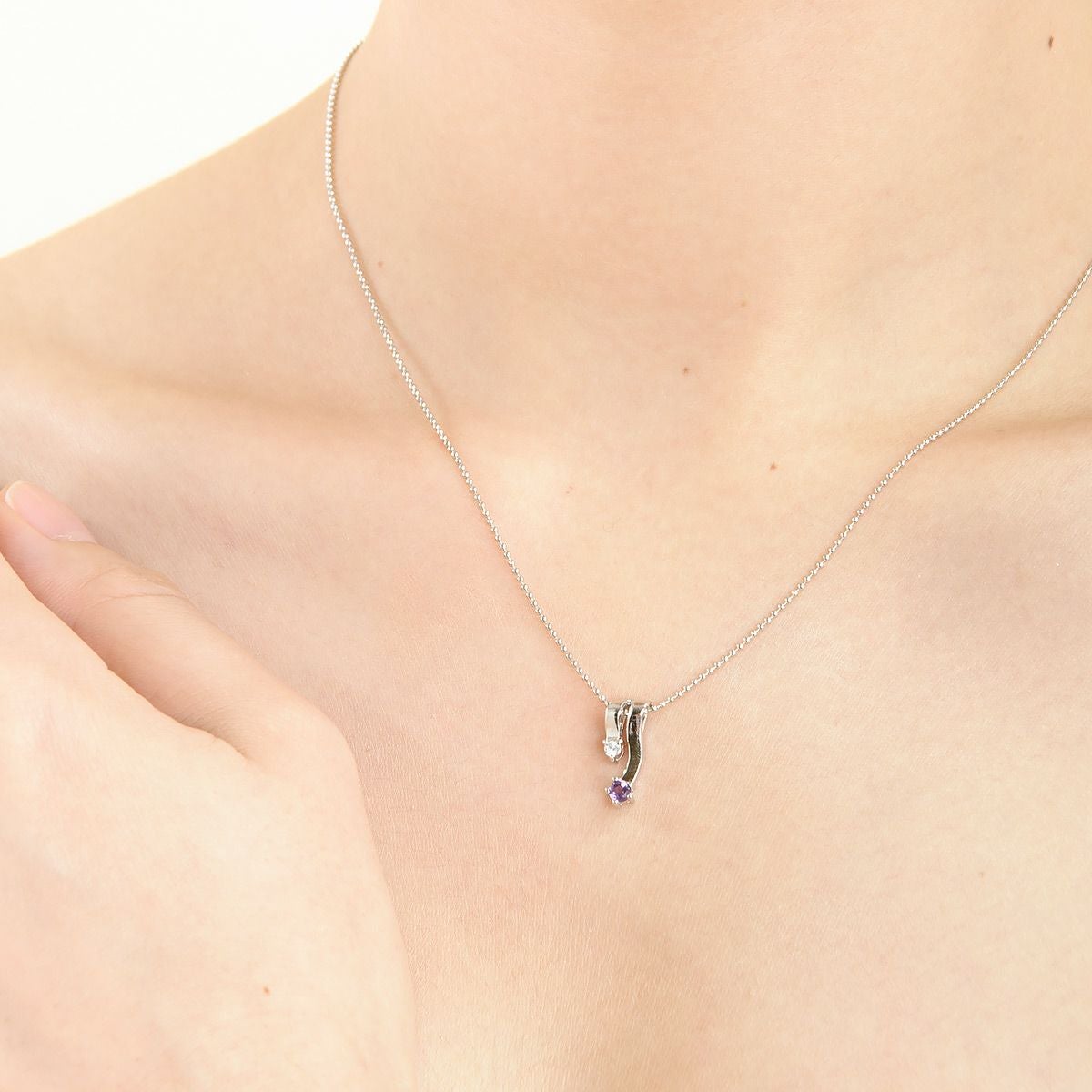 2月誕生石アメジスト★ダブルラインネックレス