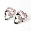 スワロフスキー★Wハートピアス（ライトローズ）