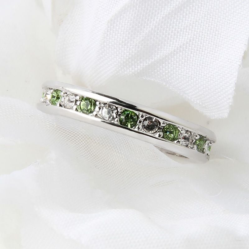 8月誕生石スワロフスキー★エタニティピンキーリング