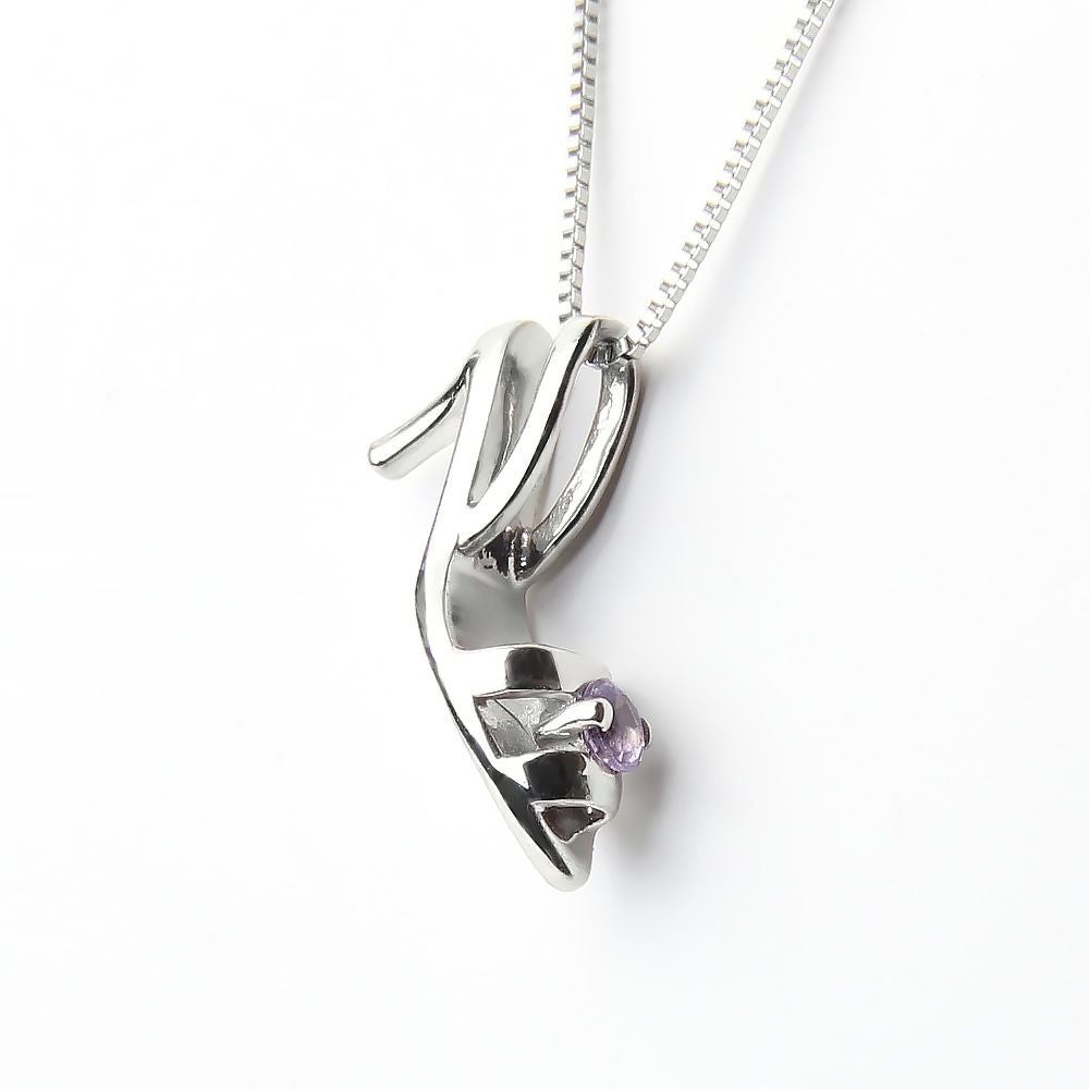 2月誕生石アメジスト★K10WGシンデレラネックレス