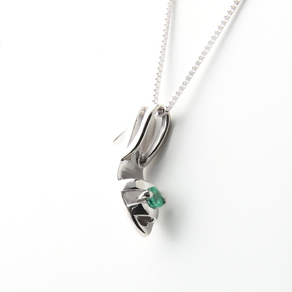 5月誕生石エメラルド★K10WGシンデレラネックレス