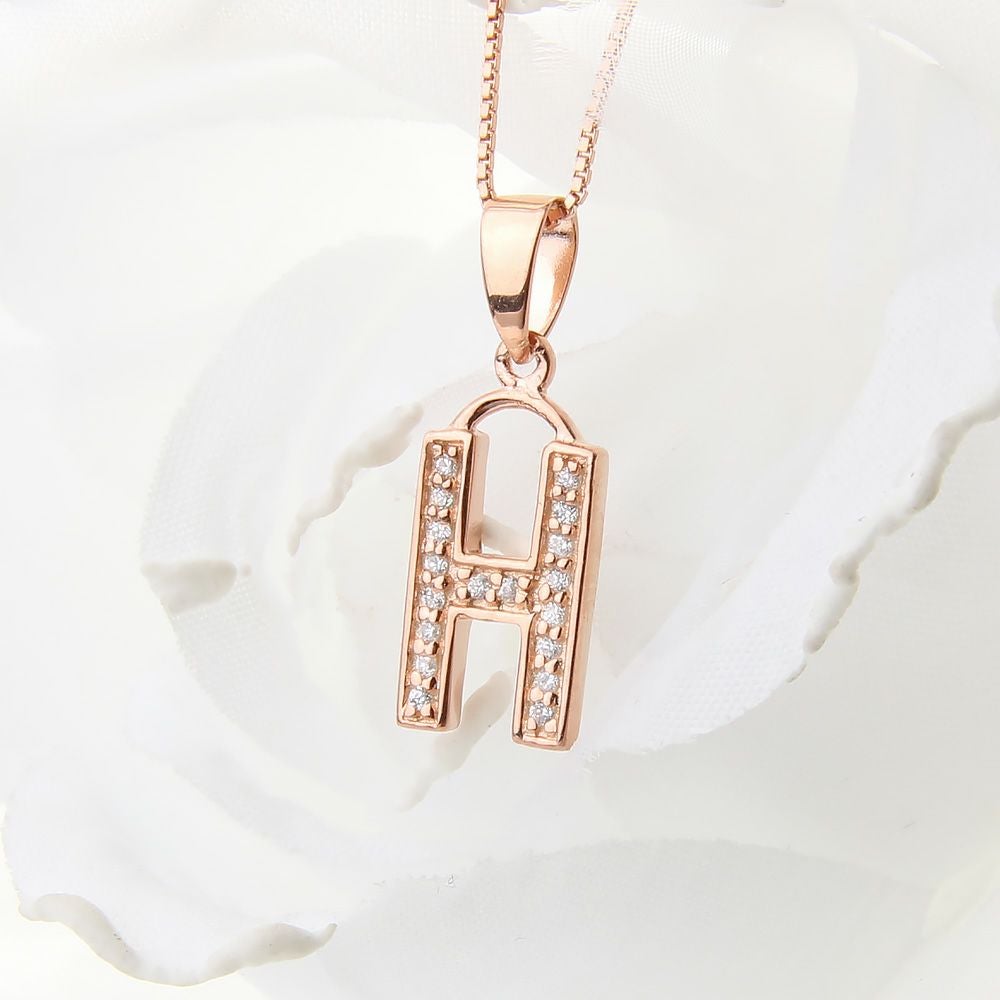 ダイヤパヴェ イニシャル H ネックレス