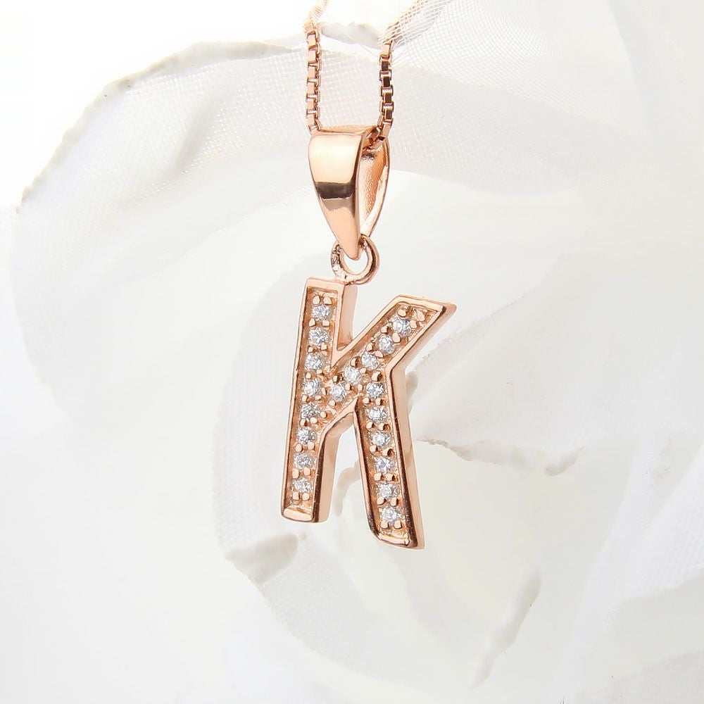 ダイヤパヴェ イニシャル K ネックレス
