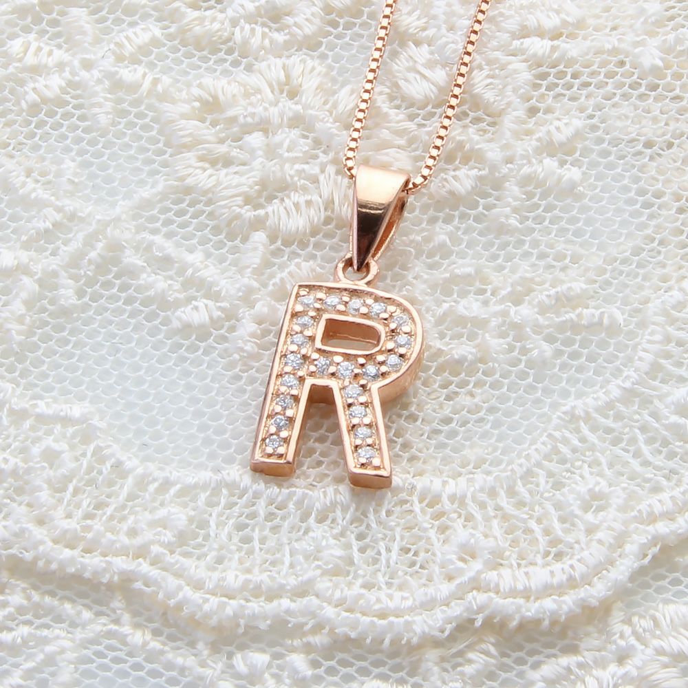 ダイヤパヴェ イニシャル R ネックレス