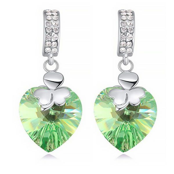 ワロフスキー★大粒ハートピアス（ミント）