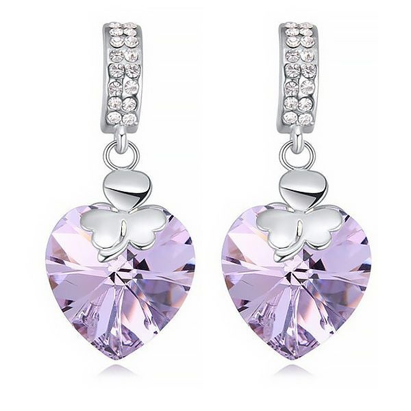 スワロフスキー★大粒ハートピアス（ラベンダー）