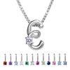 選べる誕生石チャーム★イニシャル【E】ネックレス シルバー