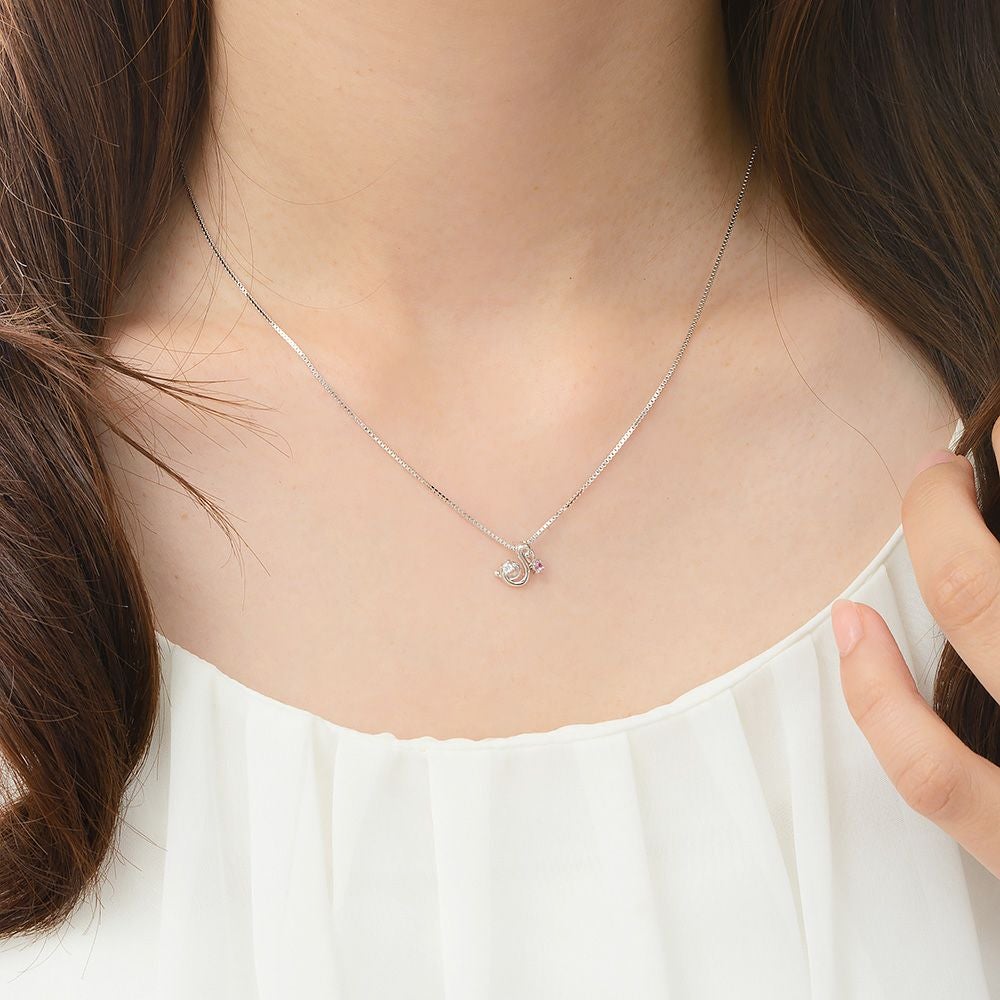 選べる誕生石チャーム★イニシャル S ネックレス シルバー