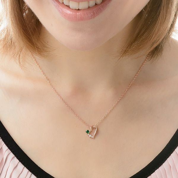 5月誕生石 エメラルド オープンハート ネックレス PG｜プレゼント専門