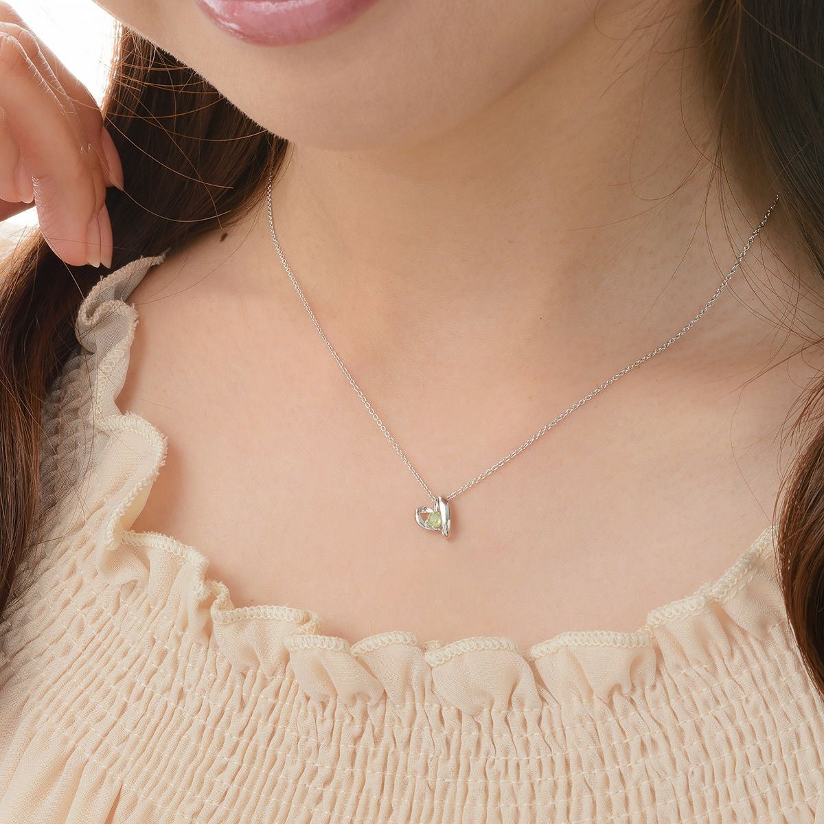 8月誕生石ペリドット★SVR925ハートネックレス