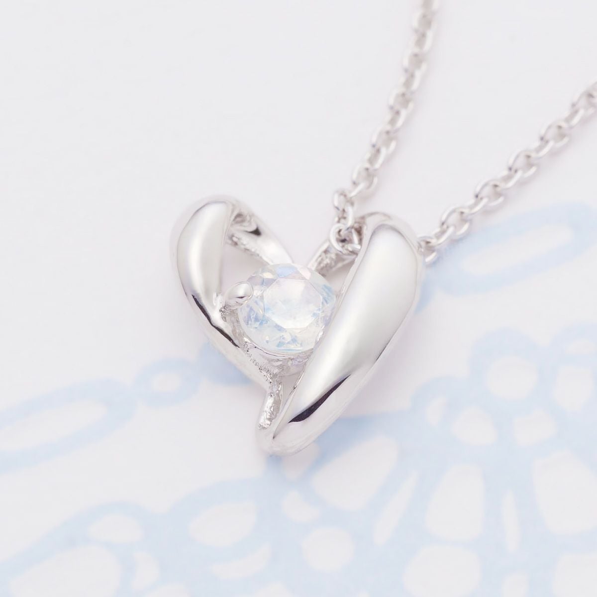 6月誕生石ムーンストーン★SVR925ハートネックレス