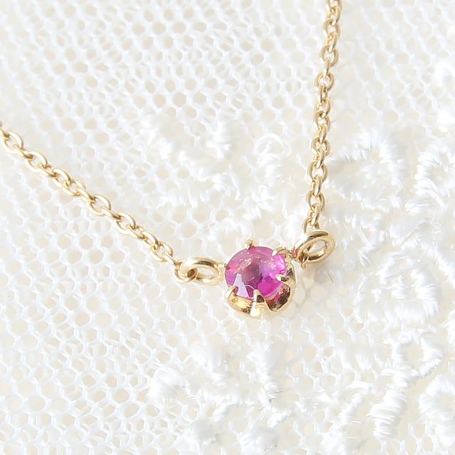 7月誕生石ルビー★一粒華奢ネックレス