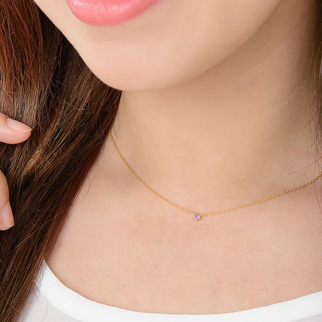 2月誕生石アメジスト★一粒華奢ネックレス