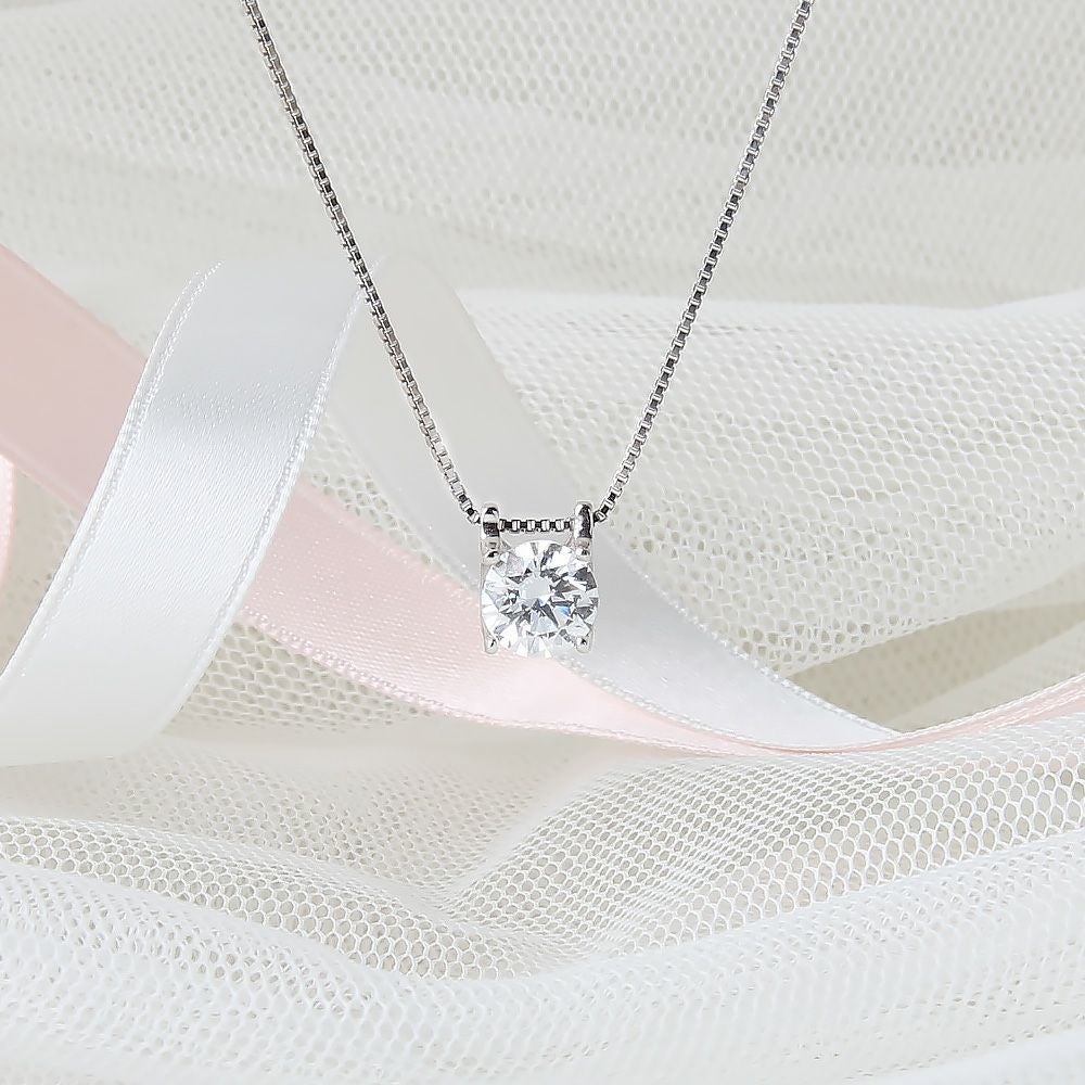 SVR925★1カラットCz立爪ネックレス