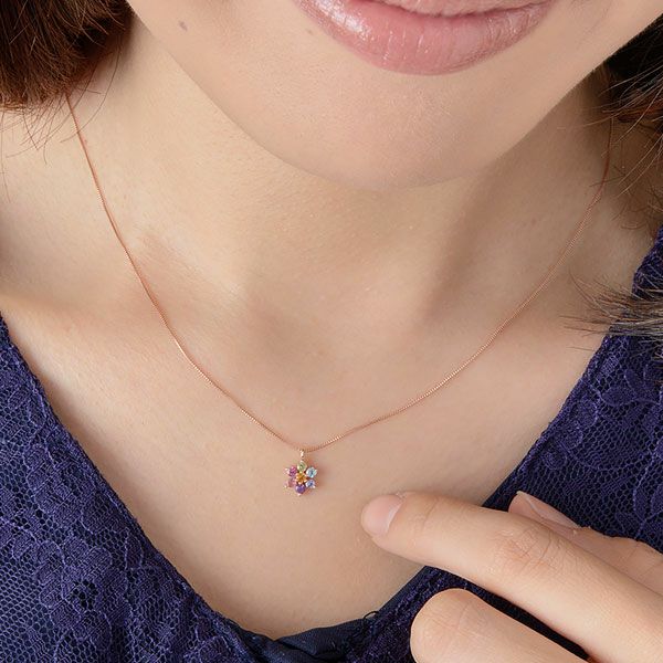 K10アミュレット☆フラワーネックレス | 誕生石 イニシャル レディース