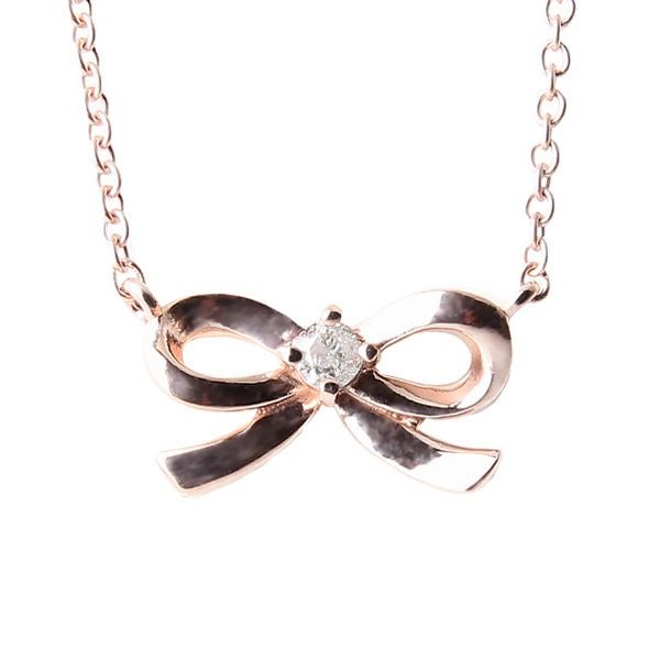 4月誕生石ダイヤモンド★SVR925リボンネックレス