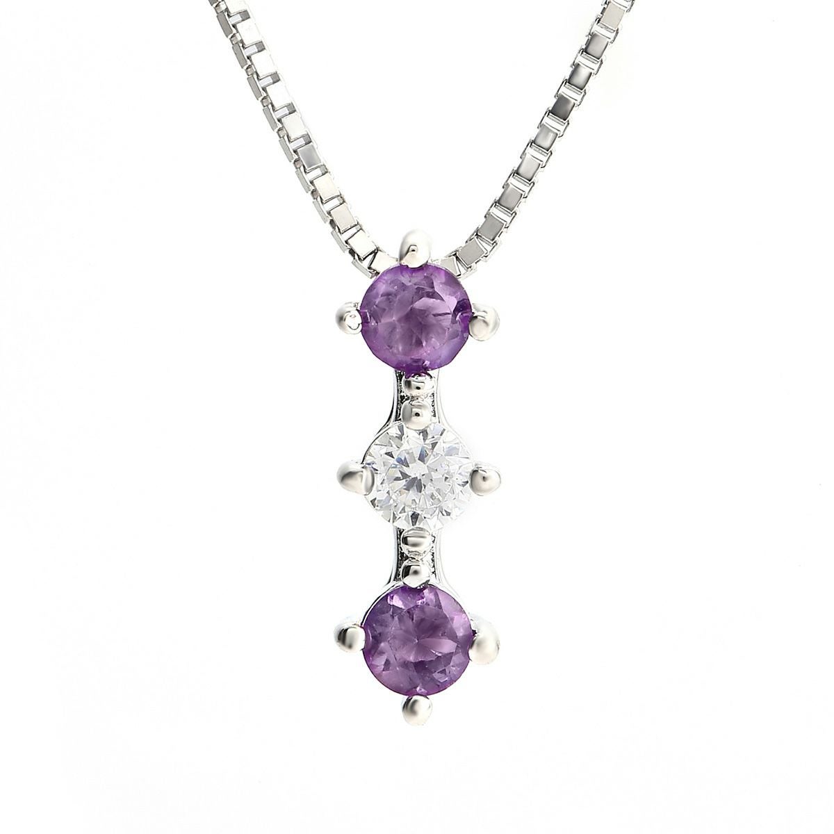 2月誕生石アメジスト★トリロジーネックレス