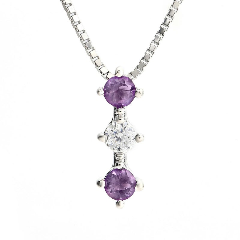 2月誕生石アメジスト★トリロジーネックレス
