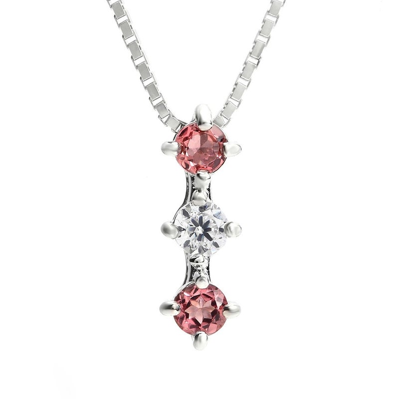 10月誕生石ピンクトルマリン★トリロジーネックレス