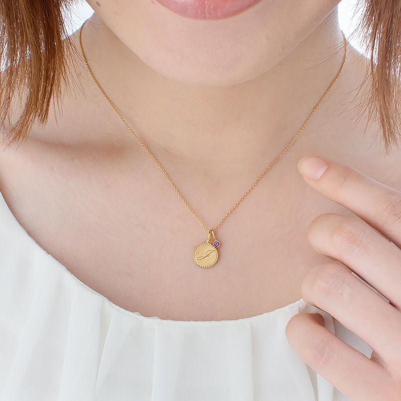 誕生石 イニシャル J ネックレス ゴールド