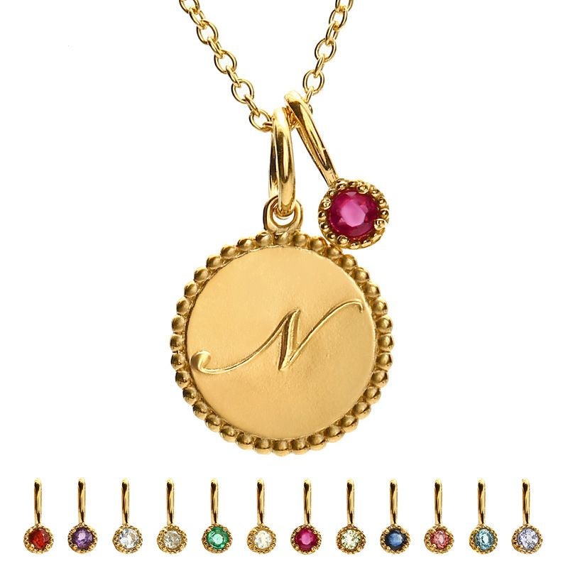 4℃ イニシャル N ネックレス ゴールド 箱付き 選べる誕生石&イニシャル【N】ネックレス ゴールド | 誕生石