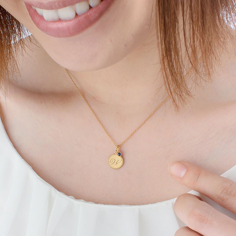 誕生石 イニシャル W ネックレス ゴールド