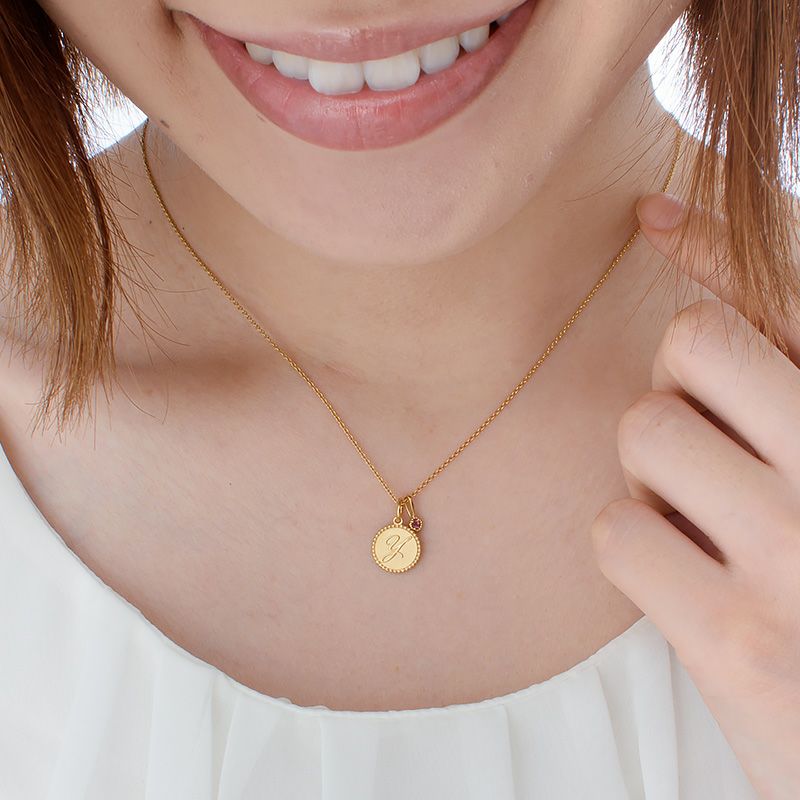 誕生石 イニシャル Y ネックレス ゴールド