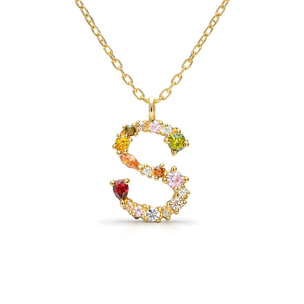 スワロフスキー イニシャル 【S】 アミュレット ネックレス