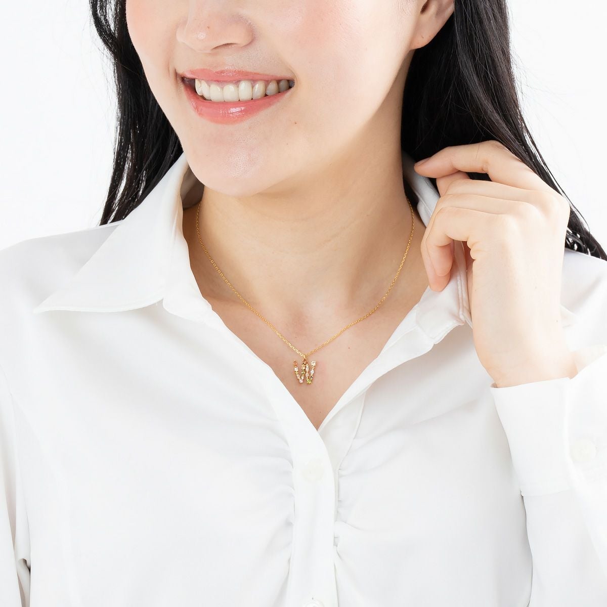 スワロフスキー★イニシャル【W】アミュレット ネックレス