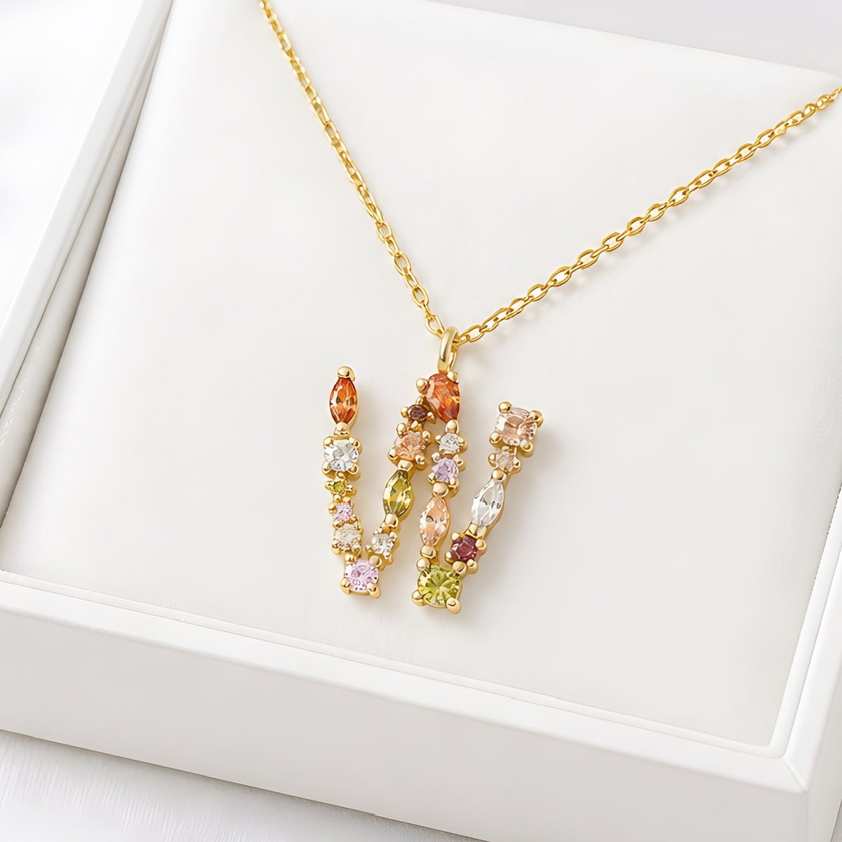 スワロフスキー イニシャル 【W】 アミュレット ネックレス